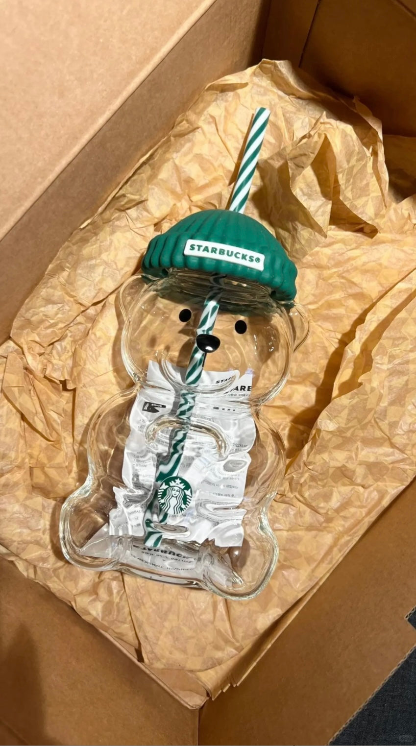 Starbucks Teddy Bear Bearista Glass Cup 2025 Limited Edition New - Limited Qty